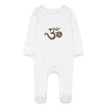 OM, AUM, BUDDHISM, SPIRITUALITY, MANTRA, YOGA, ZEN - Grenouillère bio avec gants Bébé - blanc - Devant