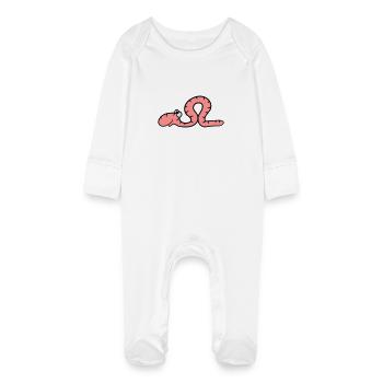 bande dessinée drôle ver - Grenouillère bio avec gants Bébé - blanc - Devant
