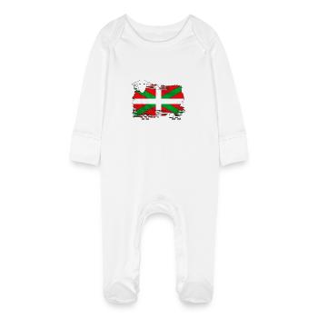 euskal herria - pays basque 51 - Grenouillère bio avec gants Bébé - blanc - Devant