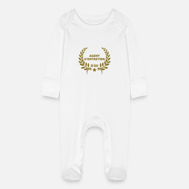 Agent d'Entretien / Ménage / Nettoyer / Propreté - Grenouillère bio avec gants Bébé - blanc