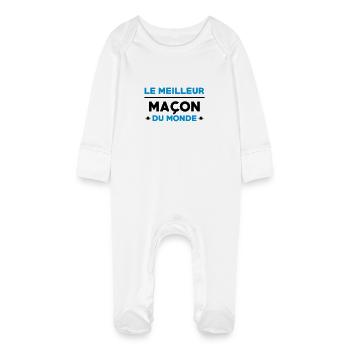 Maçon / Maçonnerie / Maconnerie / Macon - Grenouillère bio avec gants Bébé - blanc - Devant