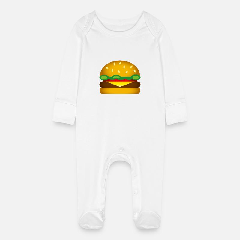 Smiley Burger - Grenouillère bio avec gants Bébé - blanc