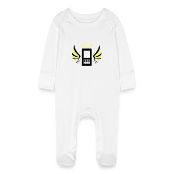 smartphone_engel_02 - Baby Organic Sleepsuit with Scratch Mitts - white - Front