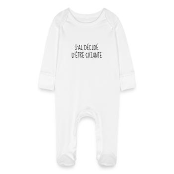 Chiante - Citation - Humour - Comique - Fun - Grenouillère bio avec gants Bébé - blanc - Devant