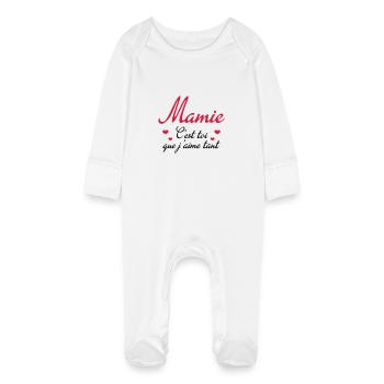 Mamie - Mamy - Grand Mère - Enfant - Bébé - Baby Organic Sleepsuit with Scratch Mitts - white - Front