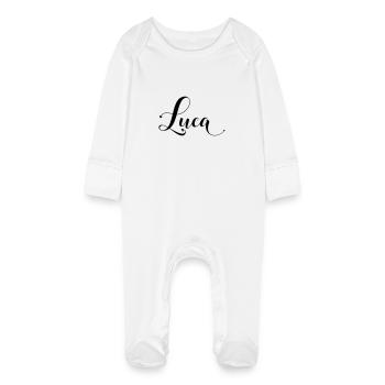 luca - Baby Bio-Schlafanzug mit Kratzhandschuhen - Weiß - Vorne