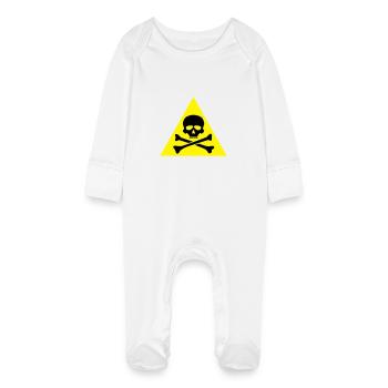 panneau danger tete de mort crane os - Grenouillère bio avec gants Bébé - blanc - Devant