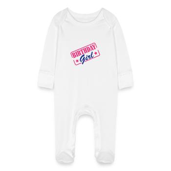 birthday_girl_1 - Baby Organic Sleepsuit with Scratch Mitts - white - Front
