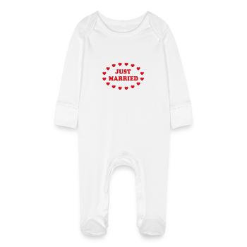 Just Married Coeurs (Mariage / Noce) - Grenouillère bio avec gants Bébé - blanc - Devant