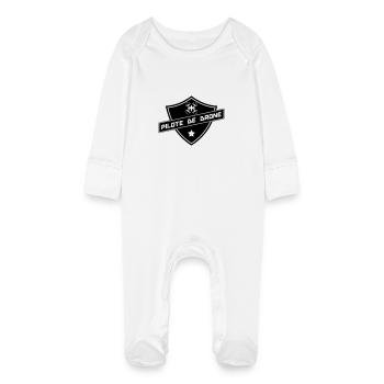 blason pilote de drone - Grenouillère bio avec gants Bébé - blanc - Devant