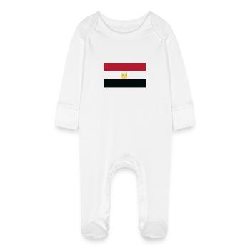 Drapeau de l’Égypte - Grenouillère bio avec gants Bébé - blanc - Devant