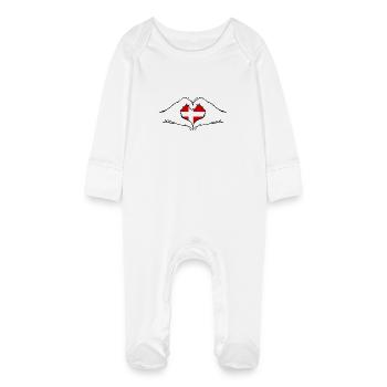 Denmark Heart Shape - Baby Organic Sleepsuit with Scratch Mitts - white - Front