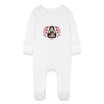 Höchste Inta mit Blumen. - Baby Bio-Schlafanzug mit Kratzhandschuhen - Weiß - Vorne