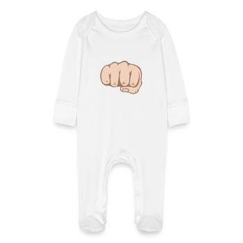 Poing - Grenouillère bio avec gants Bébé - blanc - Devant