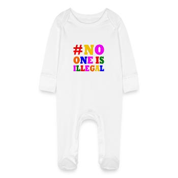 No one is illegal - Baby Organic Sleepsuit with Scratch Mitts - white - Front