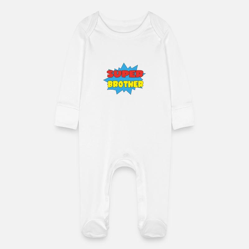 SUPER BROTHER - Grenouillère bio avec gants Bébé - blanc