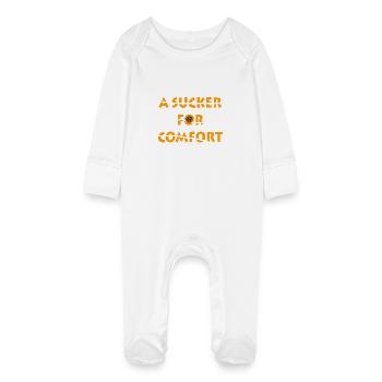 Sucker for comfort - Baby Organic Sleepsuit with Scratch Mitts - white - Front
