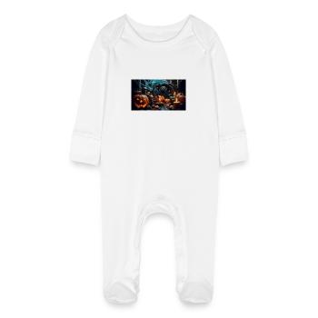 Spiders - Baby Organic Sleepsuit with Scratch Mitts - white - Front