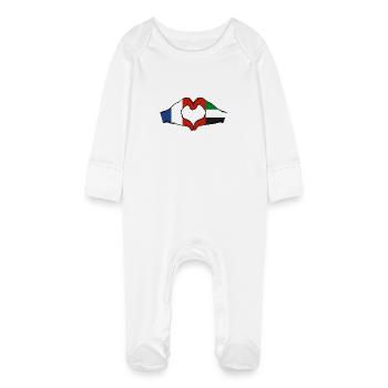France United Arab Emirates Heart - Baby Organic Sleepsuit with Scratch Mitts - white - Front