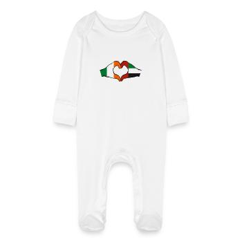 Ireland United Arab Emirates Heart - Baby Organic Sleepsuit with Scratch Mitts - white - Front