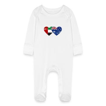 United Arab Emirates Australia Flag - Baby Organic Sleepsuit with Scratch Mitts - white - Front