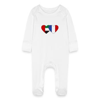 United Arab Emirates France Flag - Baby Organic Sleepsuit with Scratch Mitts - white - Front