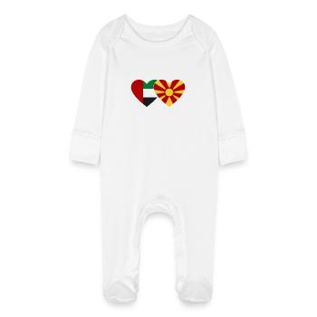 United Arab Emirates Macedonia Flag - Baby Organic Sleepsuit with Scratch Mitts - white - Front
