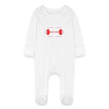 No Pain No Gain - Baby Organic Sleepsuit with Scratch Mitts - white - Front