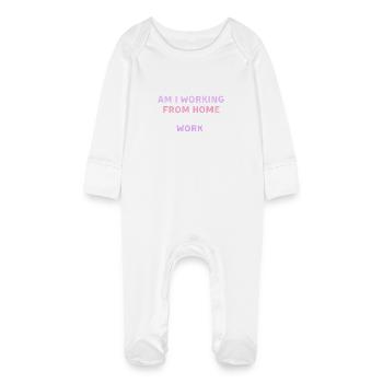 am i working from home or living at work - Baby Organic Sleepsuit with Scratch Mitts - white - Front