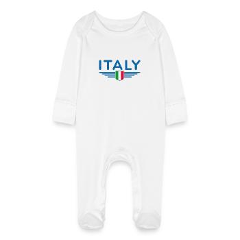 Rom Italien Fan Design T Shirt Outfit - Baby Bio-Schlafanzug mit Kratzhandschuhen - Weiß - Vorne