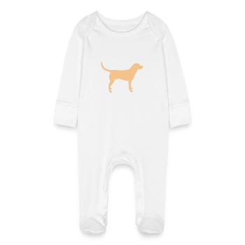 Labrador Dog – orange sand - Baby Organic Sleepsuit with Scratch Mitts - white - Front
