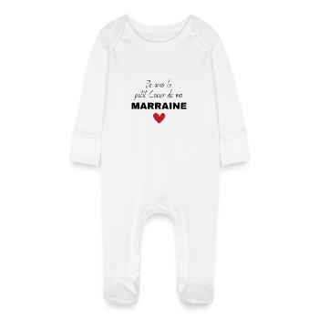 Je suis le petit cœur de ma marraine - Grenouillère bio avec gants Bébé - blanc - Devant