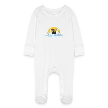 Trois mignons bébés cygnes nageurs - Grenouillère bio avec gants Bébé - blanc - Devant