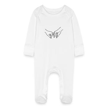 Friendship / Promise / Hands - Baby Organic Sleepsuit with Scratch Mitts - white - Front