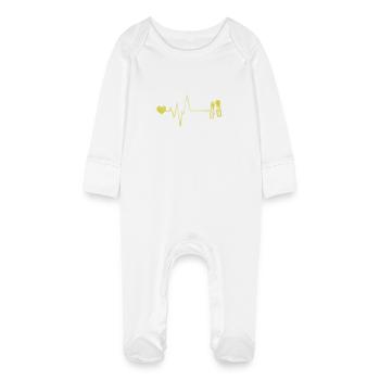 Diving fins pulse heart - Baby Organic Sleepsuit with Scratch Mitts - white - Front