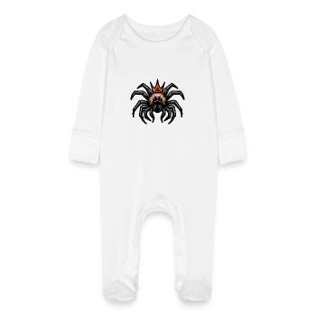 Tarentule Cartoon Couronne - Grenouillère bio avec gants Bébé - blanc - Devant