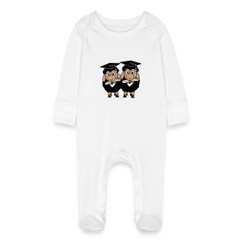 2 Sheep Certificate College Abi Two Students Team - Baby Organic Sleepsuit with Scratch Mitts - white - Front