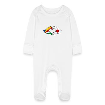 Seychelles Japon Drapeau Mains Coeur Forme - Grenouillère bio avec gants Bébé - blanc - Devant