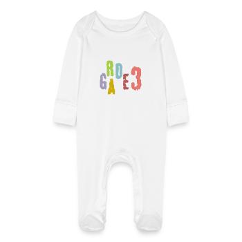back to school grade 3 third grade - Baby Organic Sleepsuit with Scratch Mitts - white - Front