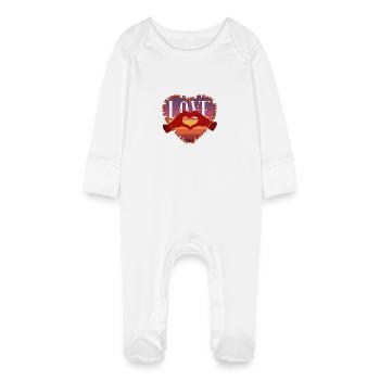 Celebrate love in style Happy Valentine's Day - Baby Organic Sleepsuit with Scratch Mitts - white - Front