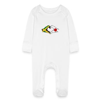 Jamaïque Japon Mains Forme Coeur - Grenouillère bio avec gants Bébé - blanc - Devant