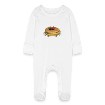 Pile de crêpes aux baies - Grenouillère bio avec gants Bébé - blanc - Devant