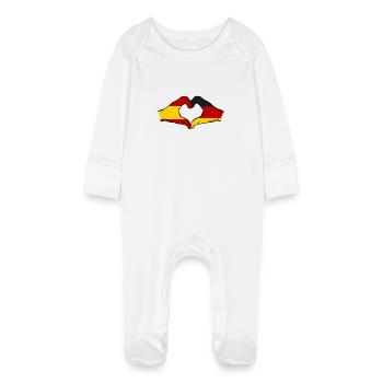 Espagne Allemagne Drapeau Mains Coeur - Grenouillère bio avec gants Bébé - blanc - Devant
