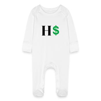 Buchstabe h Dollar - Baby Bio-Schlafanzug mit Kratzhandschuhen - Weiß - Vorne
