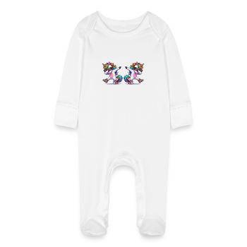 Bande dessinée Licorne 2 - Grenouillère bio avec gants Bébé - blanc - Devant