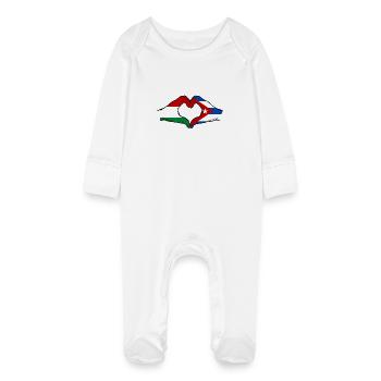 Ungarn Kuba Flagge Hände Herzform - Baby Bio-Schlafanzug mit Kratzhandschuhen - Weiß - Vorne