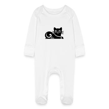 Dessin de chats abstraits mignons - Grenouillère bio avec gants Bébé - blanc - Devant