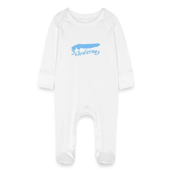 Norderney Tattoo - Baby Organic Sleepsuit with Scratch Mitts - white - Front