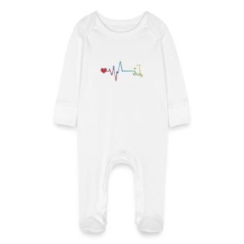 E-scooter pulse heartbeat Trottinette électrique - Grenouillère bio avec gants Bébé - blanc - Devant