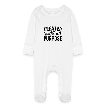 created with a purpose - Baby Bio-Schlafanzug mit Kratzhandschuhen - Weiß - Vorne